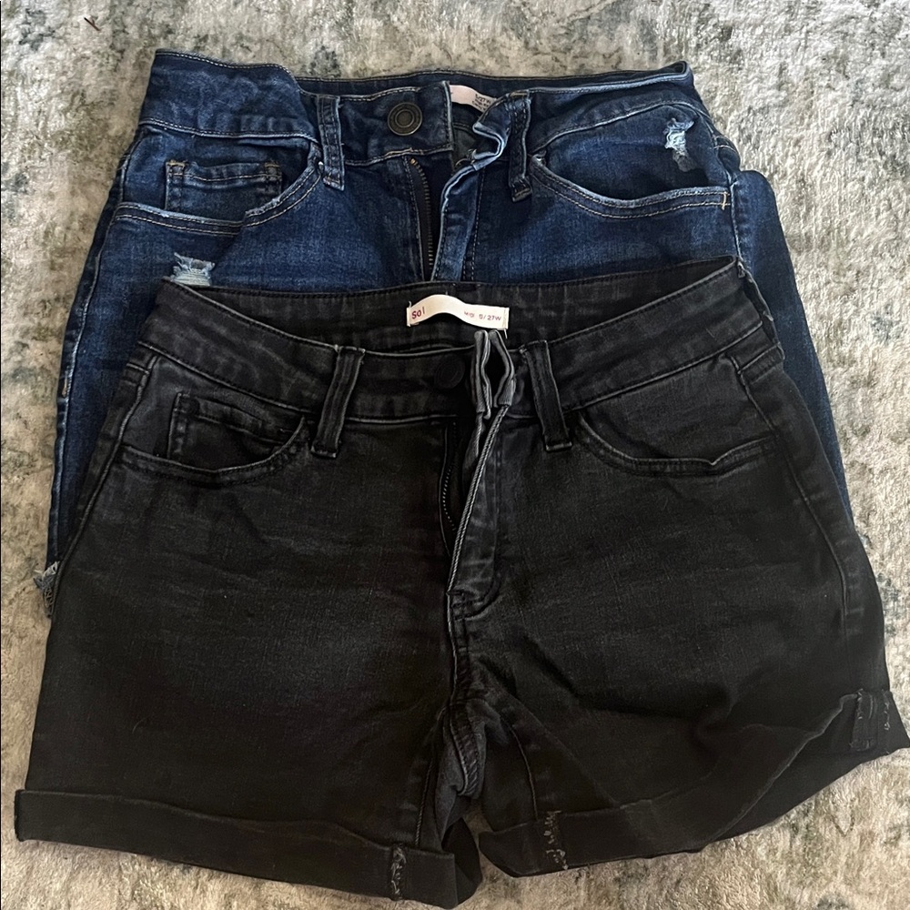 SO Black and Dark Blue Jean Shorts